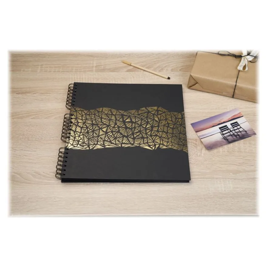 Exacompta Aramy - Album photos 32 x 32 cm - 60 pages - noir/or