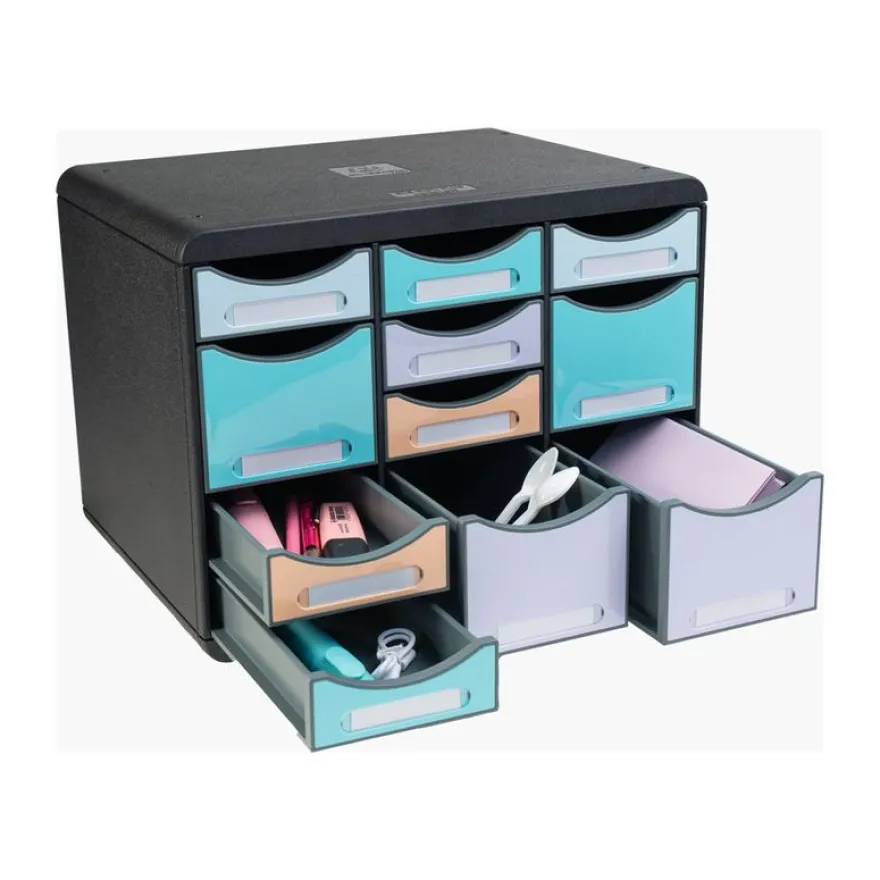 Exacompta Beeblue - Module de classement 11 tiroirs - couleurs assorties