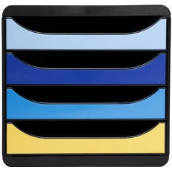 Exacompta BigBox - Module de classement 4 tiroirs - BeeBlue