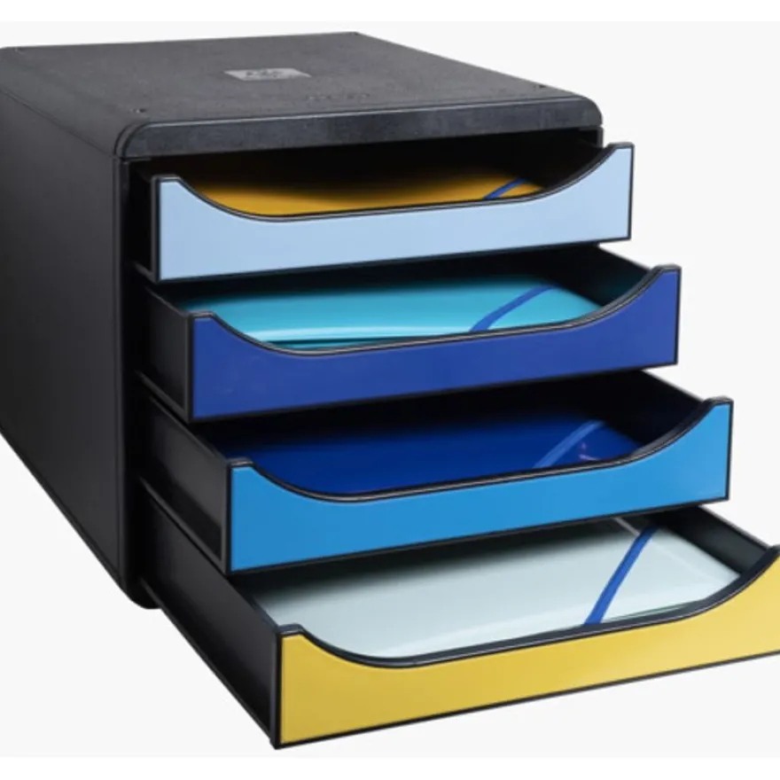 Exacompta BigBox - Module de classement 4 tiroirs - BeeBlue