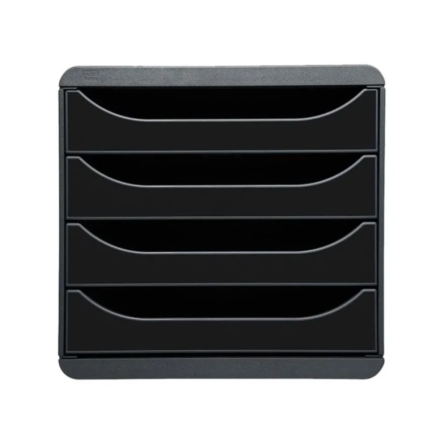 Exacompta BigBox - Module de classement 4 tiroirs - noir/noir