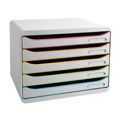 Exacompta BigBox Plus Horizon - Module de classement 5 tiroirs - black office - blanc/arlequin