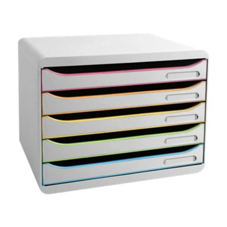 Exacompta BigBox Plus Horizon - Module de classement 5 tiroirs - black office - blanc/arlequin