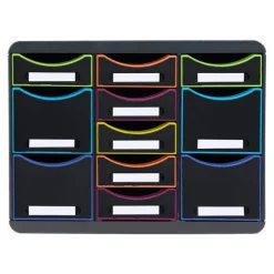 Exacompta Black Office - Module de classement 11 tiroirs - noir/arlequin