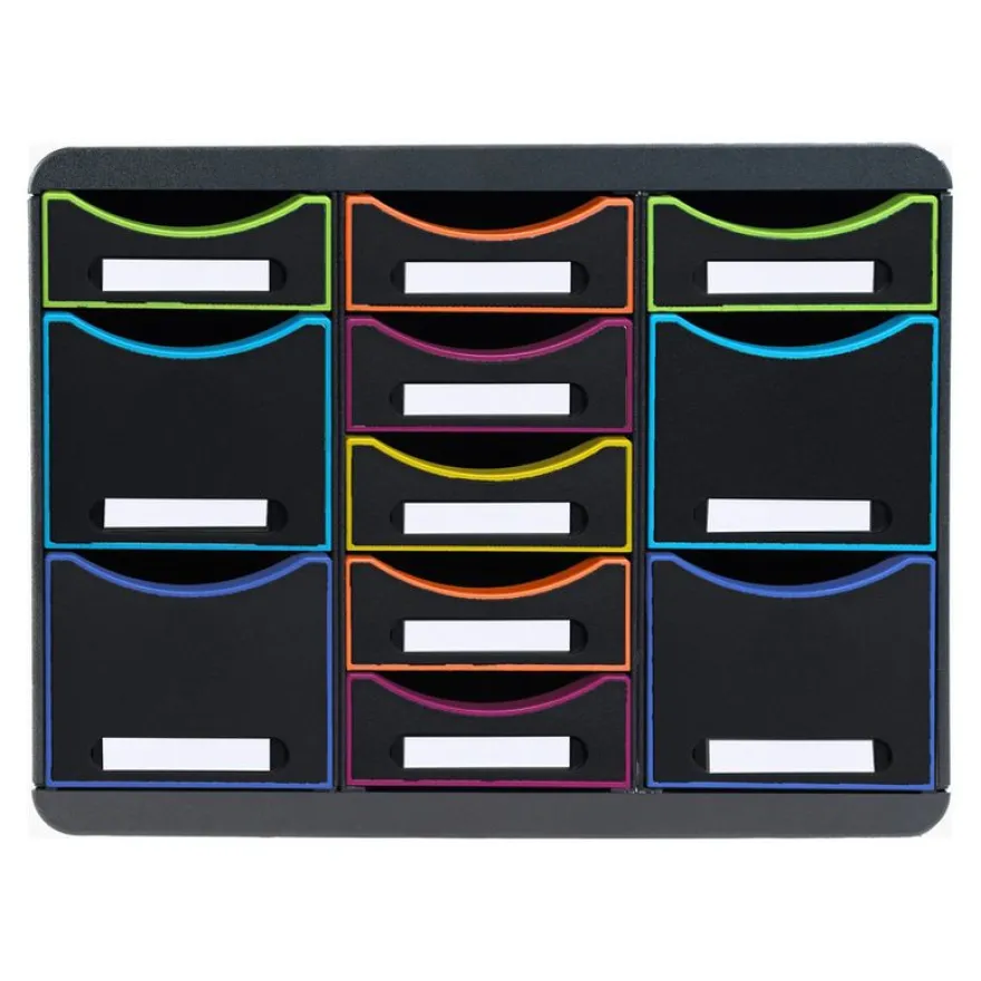 Exacompta Black Office - Module de classement 11 tiroirs - noir/arlequin
