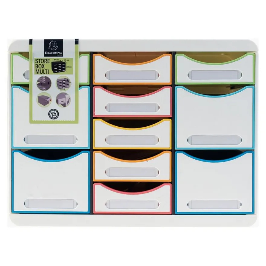 Exacompta Black Office - Module de classement 11 tiroirs - blanc/arlequin