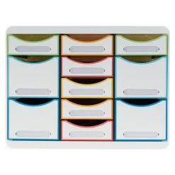 Exacompta Black Office - Module de classement 11 tiroirs - blanc/arlequin