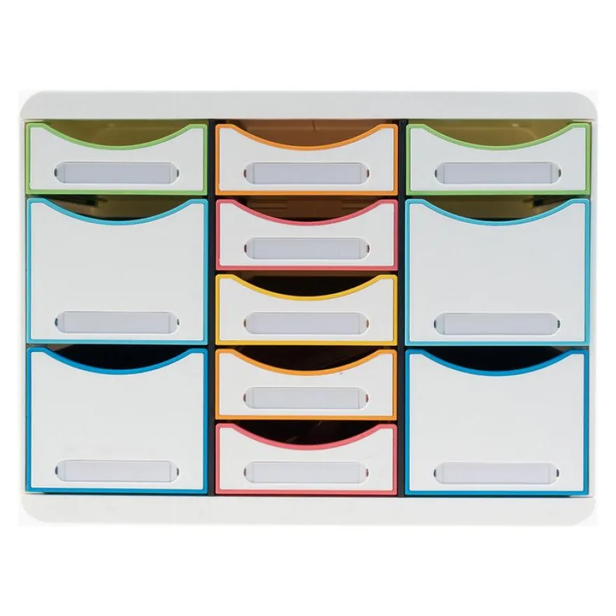 Exacompta Black Office - Module de classement 11 tiroirs - blanc/arlequin