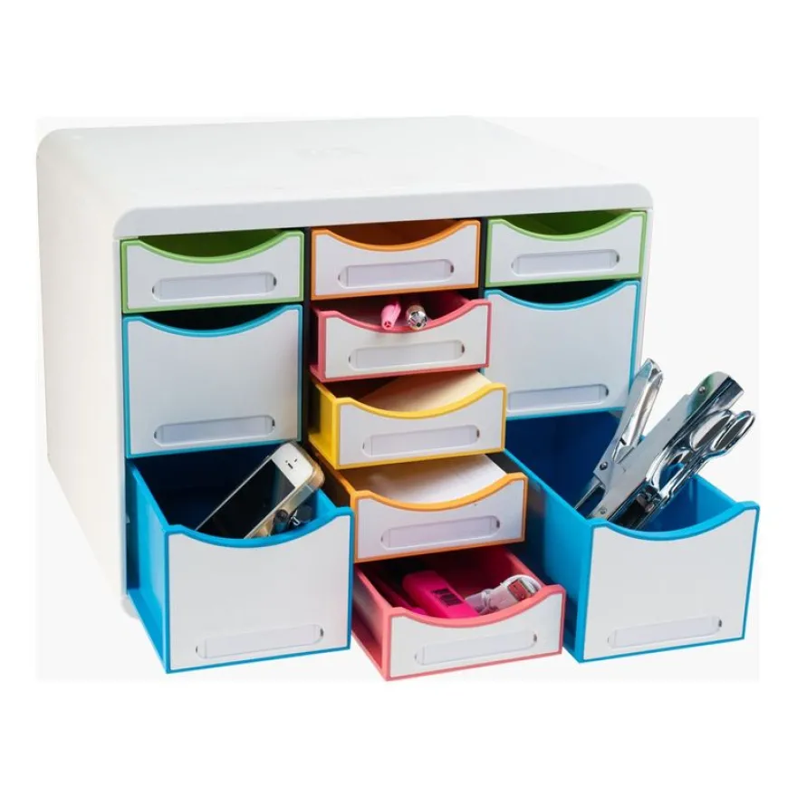 Exacompta Black Office - Module de classement 11 tiroirs - blanc/arlequin
