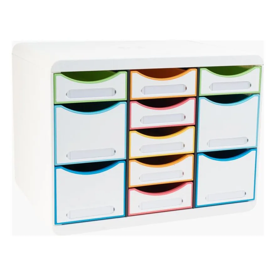 Exacompta Black Office - Module de classement 11 tiroirs - blanc/arlequin