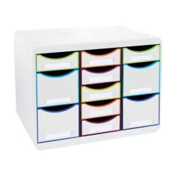 Exacompta Black Office - Module de classement 11 tiroirs - blanc/arlequin