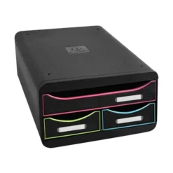 Exacompta Black Office - Module de classement 3 tiroirs - noir/arlequin