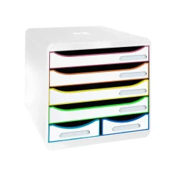 Exacompta Black Office - Module de classement 6 tiroirs - blanc/arlequin