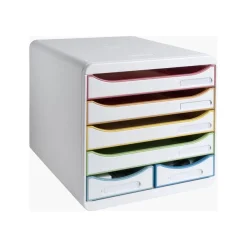 Exacompta Black Office - Module de classement 6 tiroirs - blanc/arlequin