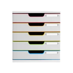 Exacompta Black Office Modulo - Module de classement 5 tiroirs - blanc/arlequin