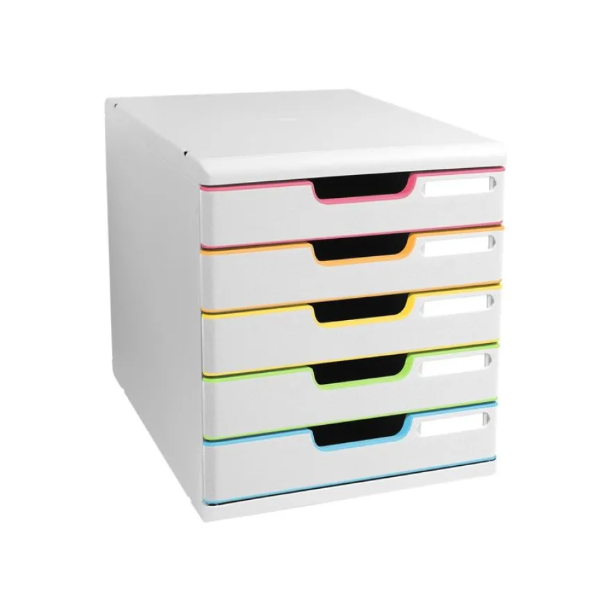 Exacompta Black Office Modulo - Module de classement 5 tiroirs - blanc/arlequin