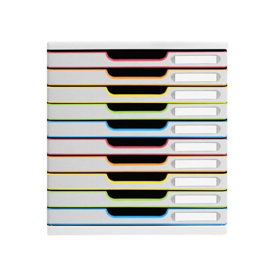 Exacompta Black Office Modulo - Module de classement 10 tiroirs - blanc/arlequin