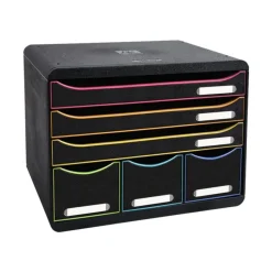 Exacompta Black Office Store-Box - Module de classement 6 tiroirs - noir/arlequin