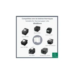 Exacompta Bobine Thermique 1 Pli 48g 80x70mm - 72m Sans Phénol (Lot de 5)