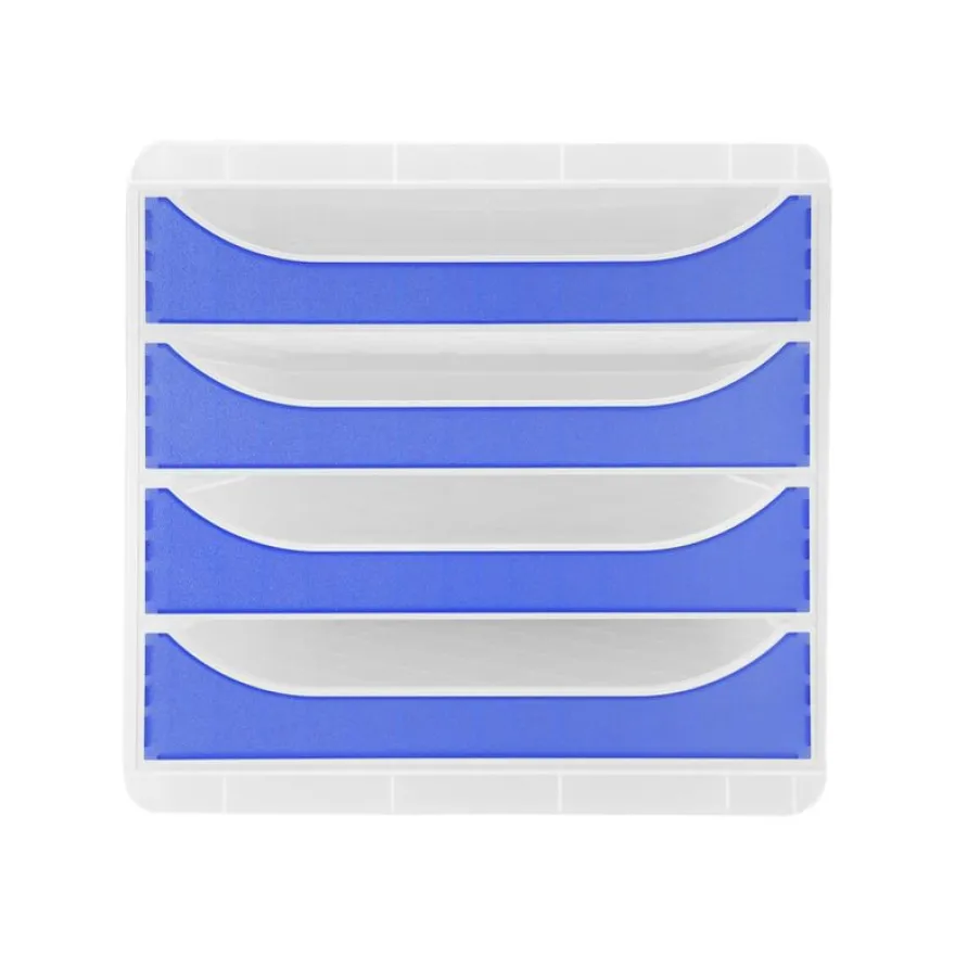 Exacompta Chromaline BigBox - Module de classement 4 tiroirs - bleu roi transparent