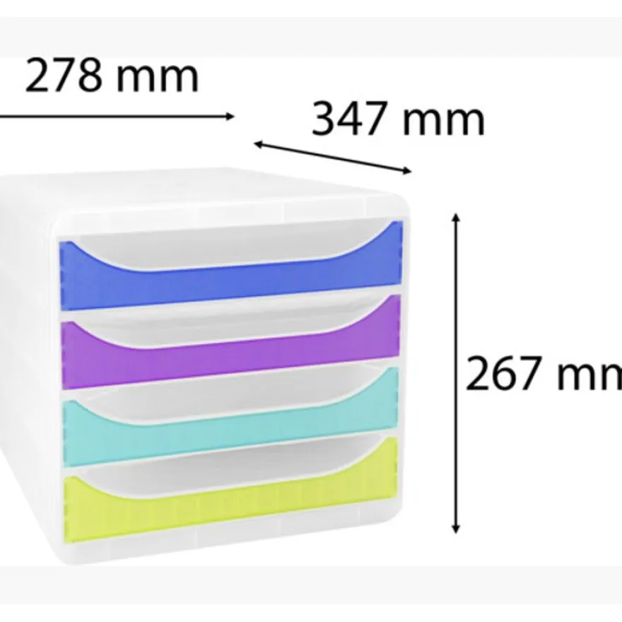 Exacompta Chromaline BigBox - Module de classement 4 tiroirs - arlequin