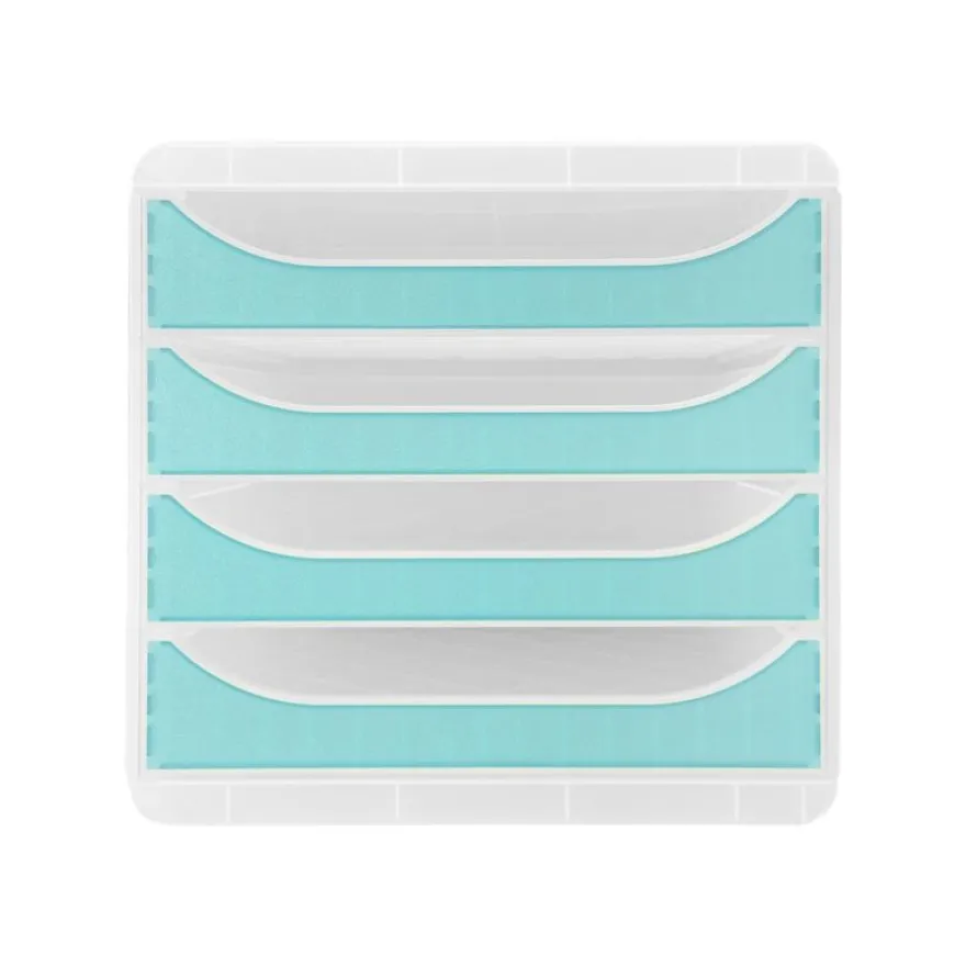 Exacompta Chromaline BigBox - Module de classement 4 tiroirs - turquoise transparent