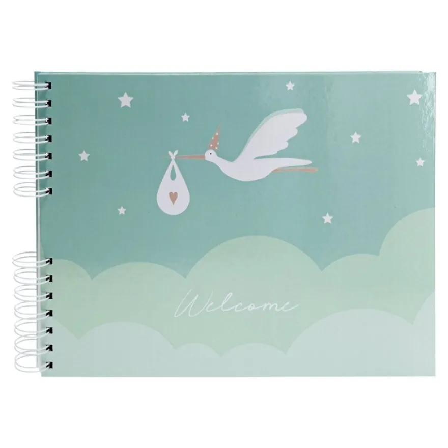 Exacompta Cigogne - Album photos à spirales 32 x 22 cm - 50 pages blanches - bleu