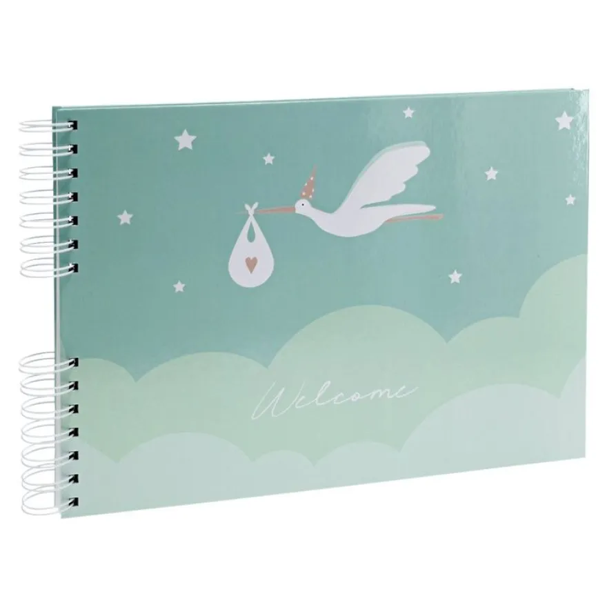 Exacompta Cigogne - Album photos à spirales 32 x 22 cm - 50 pages blanches - bleu