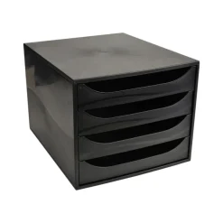 Exacompta Ecobox - Module de classement 4 tiroirs - noir