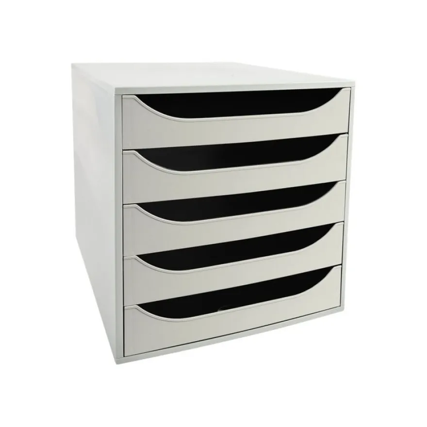 Exacompta Ecobox - Module de classement 5 tiroirs - gris