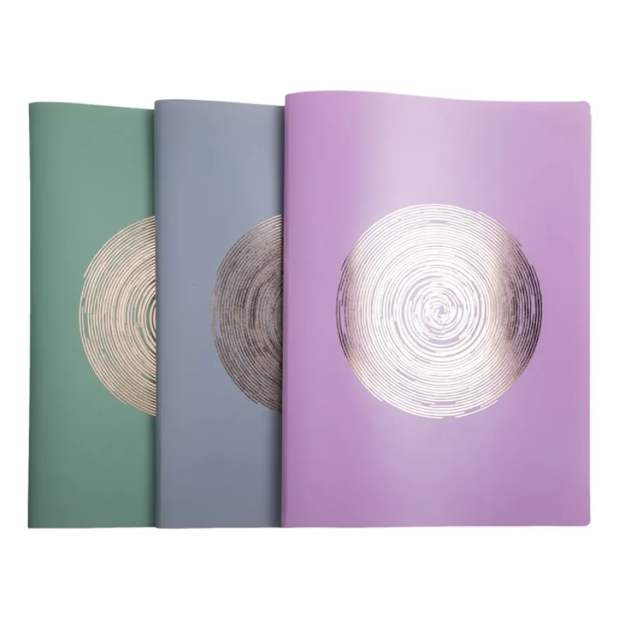 Exacompta Ellipse - Porte vues - 60 vues - A4 - timbre en or rose - gris, vert céladon, vieux rose