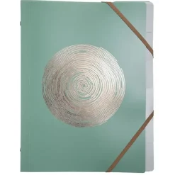 Exacompta Ellipse - Trieurs 6 compartiments à 3 rabats - A4 - Pour 180 feuilles - Timbre en or rose - gris, vert céladon, vieux rose