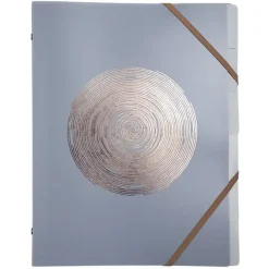 Exacompta Ellipse - Trieurs 6 compartiments à 3 rabats - A4 - Pour 180 feuilles - Timbre en or rose - gris, vert céladon, vieux rose