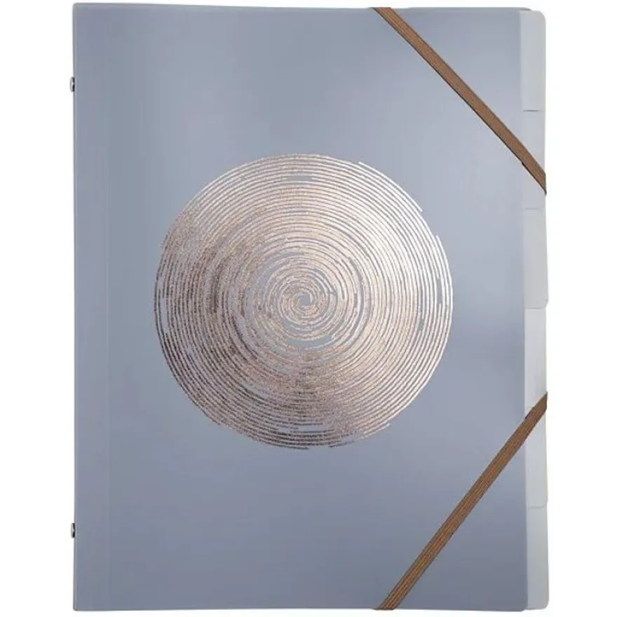 Exacompta Ellipse - Trieurs 6 compartiments à 3 rabats - A4 - Pour 180 feuilles - Timbre en or rose - gris, vert céladon, vieux rose