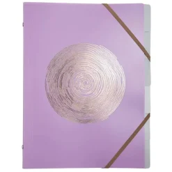 Exacompta Ellipse - Trieurs 6 compartiments à 3 rabats - A4 - Pour 180 feuilles - Timbre en or rose - gris, vert céladon, vieux rose