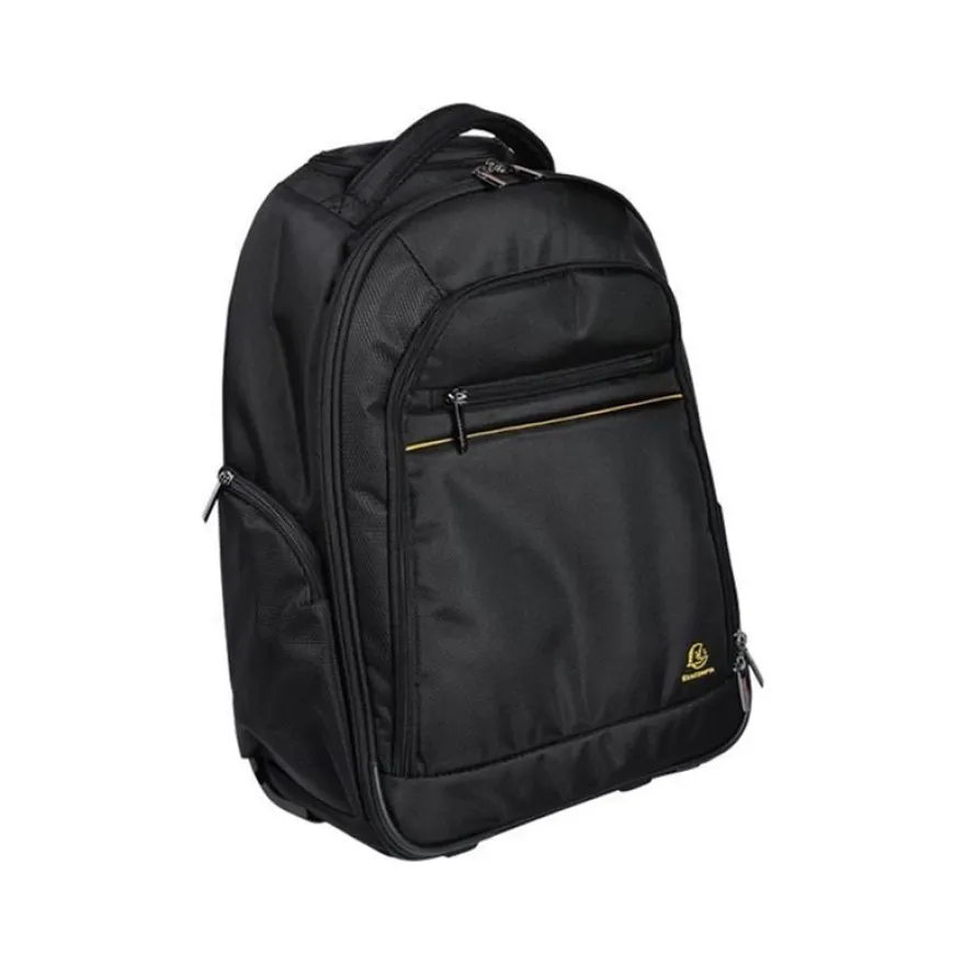 Exacompta Exactive - Sac à dos à roulettes pour ordinateur portable 15,6" - noir, orange