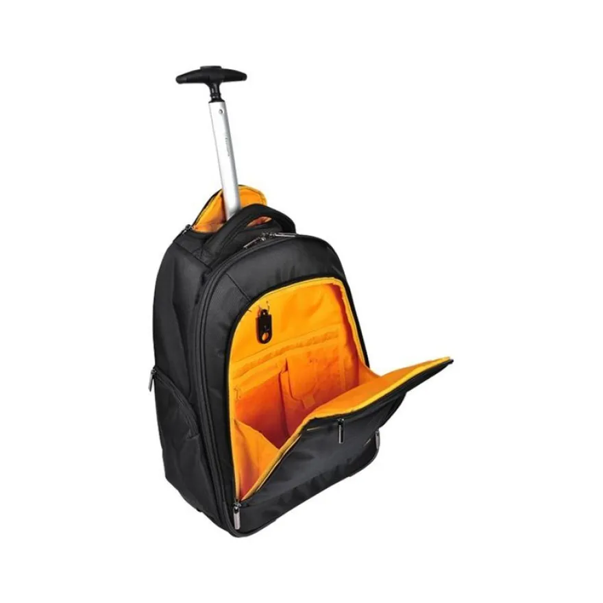 Exacompta Exactive - Sac à dos à roulettes pour ordinateur portable 15,6" - noir, orange