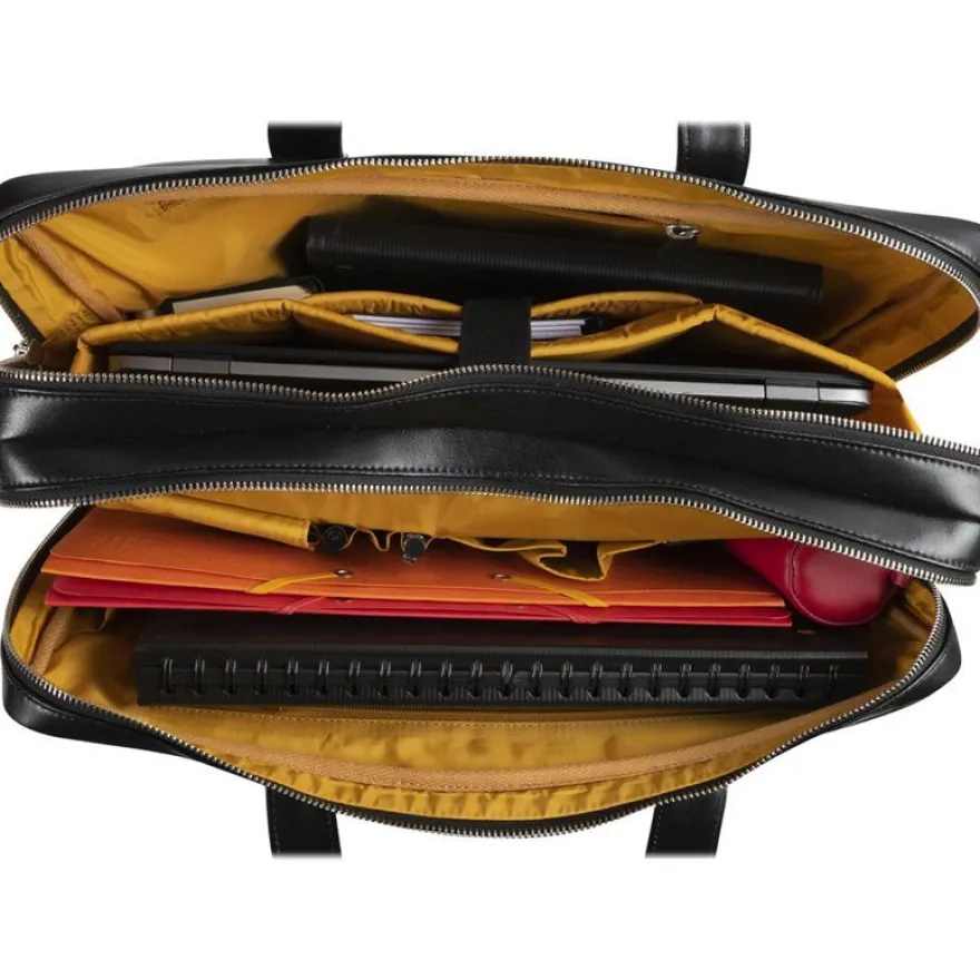 Exacompta Exactive - Sacoche pour ordinateur portable 15,6" - 2 compartiments - cuir noir