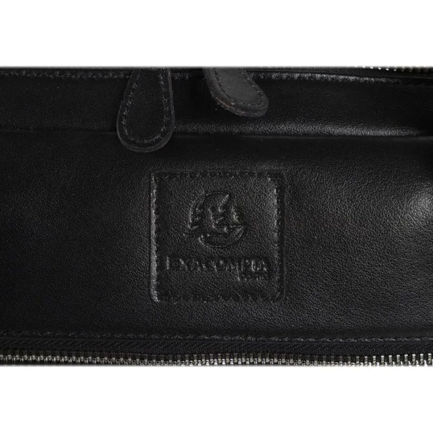Exacompta Exactive - Sacoche pour ordinateur portable 15,6" - 2 compartiments - cuir noir