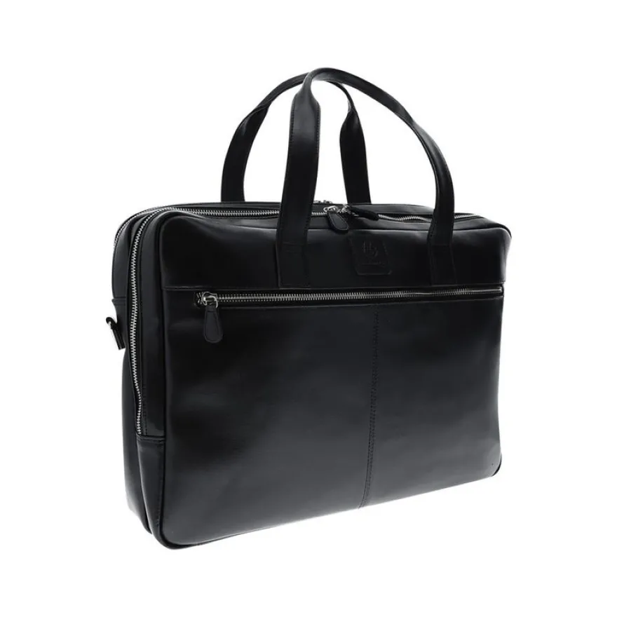 Exacompta Exactive - Sacoche pour ordinateur portable 15,6" - 2 compartiments - cuir noir