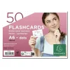 Exacompta Flashcards - 50 fiches bristols pour révisions sous anneau - 10,5 x 14,8 cm (A6) - Pointillé - Blanc