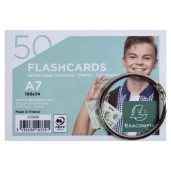 Exacompta Flashcars - 50 Bristols pour révisions sous anneau - A7 - ligné - couleurs assorties