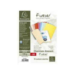Exacompta Forever 180 - 50 Chemises - 170 gr - pour 200 feuilles - couleurs assorties