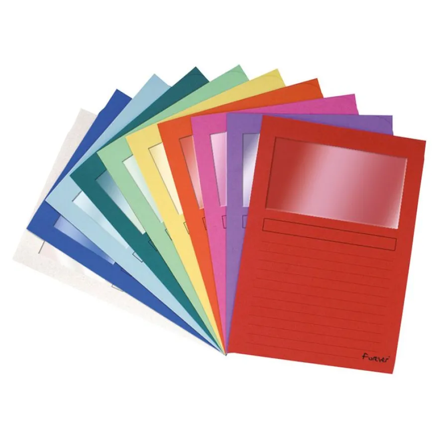 Exacompta Forever - 10 Chemises à fenêtre - 130 gr - couleurs assorties