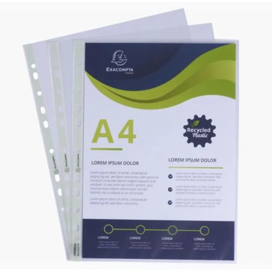 Exacompta Forever Opak - pochette perforée - pour A4 - crystal translucide (pack de 100)