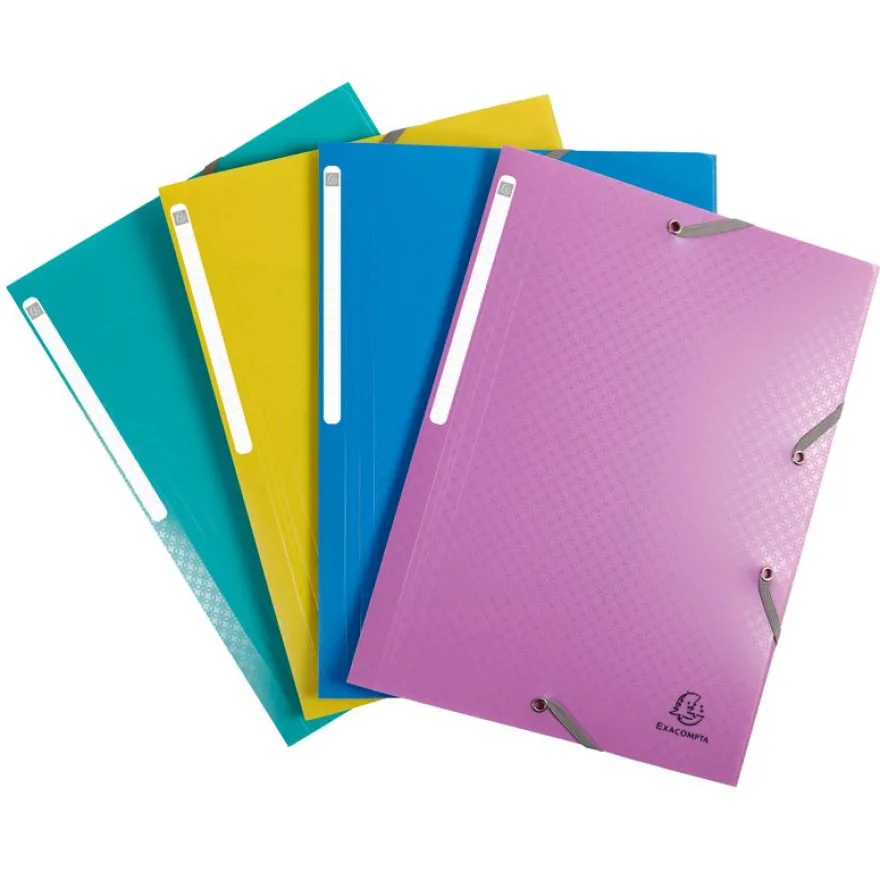 Exacompta Forever Young - 4 Chemises à rabats - A4 - pour 250 feuilles - couleurs assorties (bleu, jaune, turquoise, fuchsia)