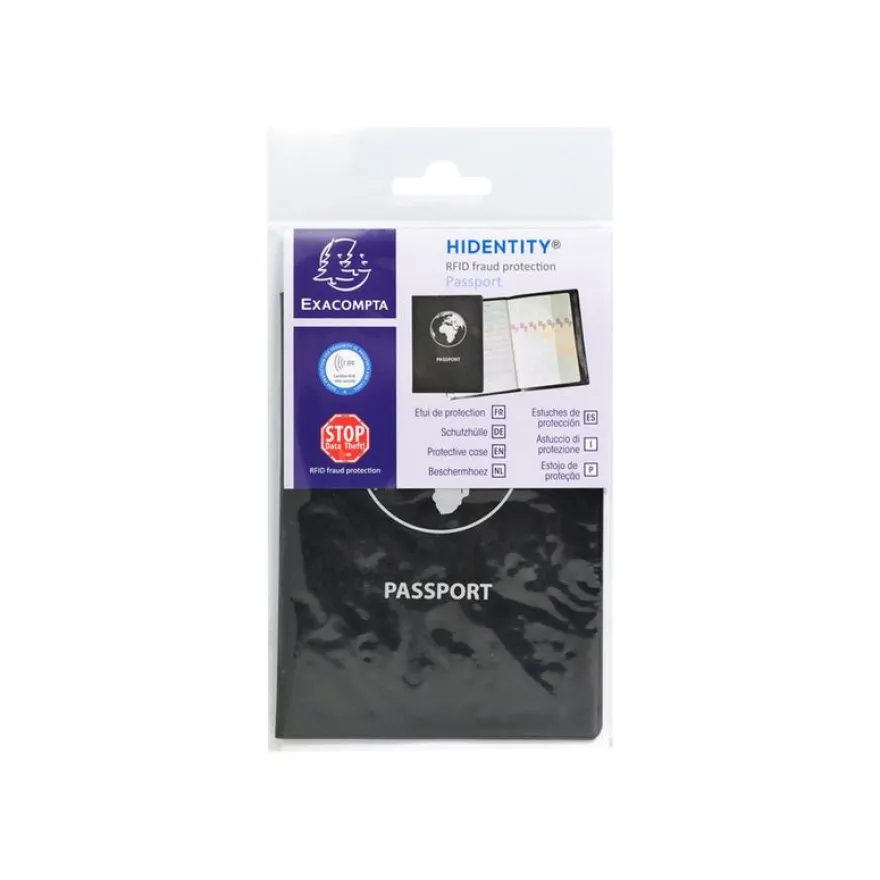 Exacompta Hidentity - Etui de protection de passeport - PVC - noir