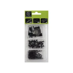 Exacompta Iderama - Kit de 58 attaches (pince-notes, trombones et punaises) - noir
