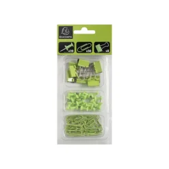Exacompta Iderama - Kit de 58 attaches (pince-notes, trombones et punaises) - vert anis