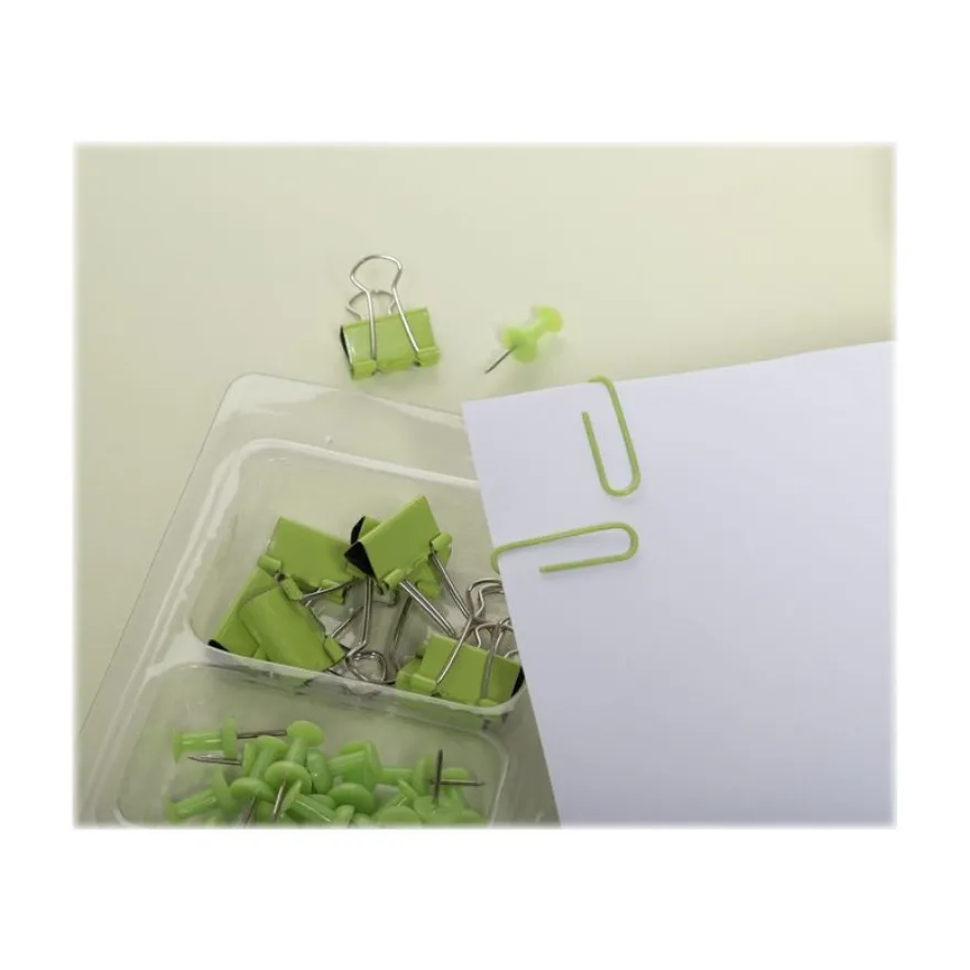 Exacompta Iderama - Kit de 58 attaches (pince-notes, trombones et punaises) - vert anis